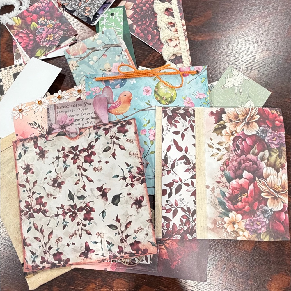 Large Lot Ephemera Mini Journals Loaded Notecards Single Tags Bag of Goodies